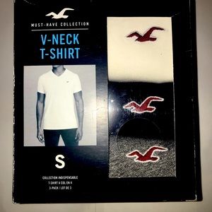 HOLLISTER V- Neck T- Shirt 3 -pack size Small
